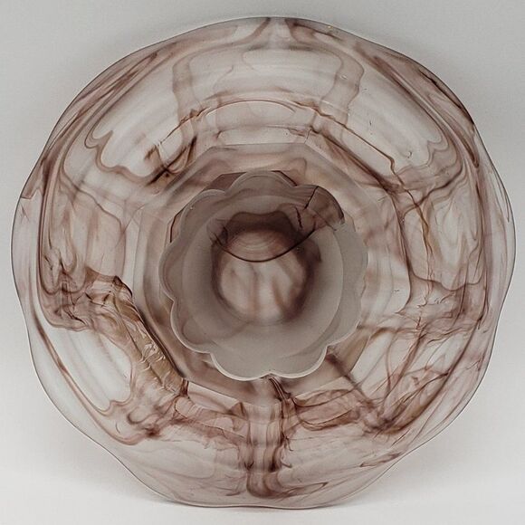 Walther & Sohne Oralit Sepia Vintage German Cloud Glass Pedestal Bowl - Picture 5 of 14